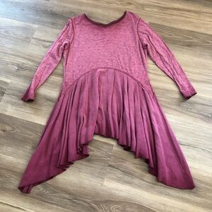 J.Bee Long Sleeve Hobo Shark Bite Hem Top Women Large